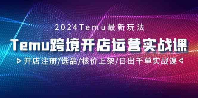 2024Temu跨境开店运营实战课，开店注册/选品/核价上架/日出千单实战课-互联网项目分享基地-创业兼职副业项目六星资源网