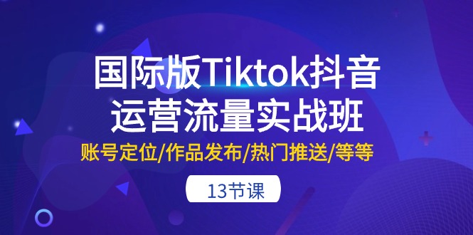 国际版Tiktok抖音运营流量实战班：账号定位/作品发布/热门推送/等等（13节）-互联网项目分享基地-创业兼职副业项目六星资源网