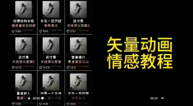 矢量动画情感教程：高点赞涨粉，适合情感、思维、创业教育等赛道-互联网项目分享基地-创业兼职副业项目六星资源网