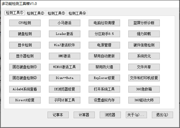 多功能检测工具箱 v1.0官方版功能强大的系统维护工具箱软件-互联网项目分享基地-创业兼职副业项目六星资源网